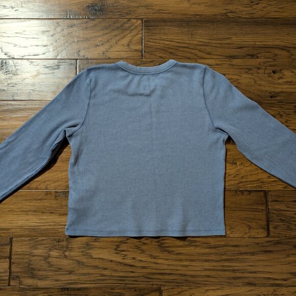 aerie waffle long sleeve t shirt blue size large - Picture 12 of 14